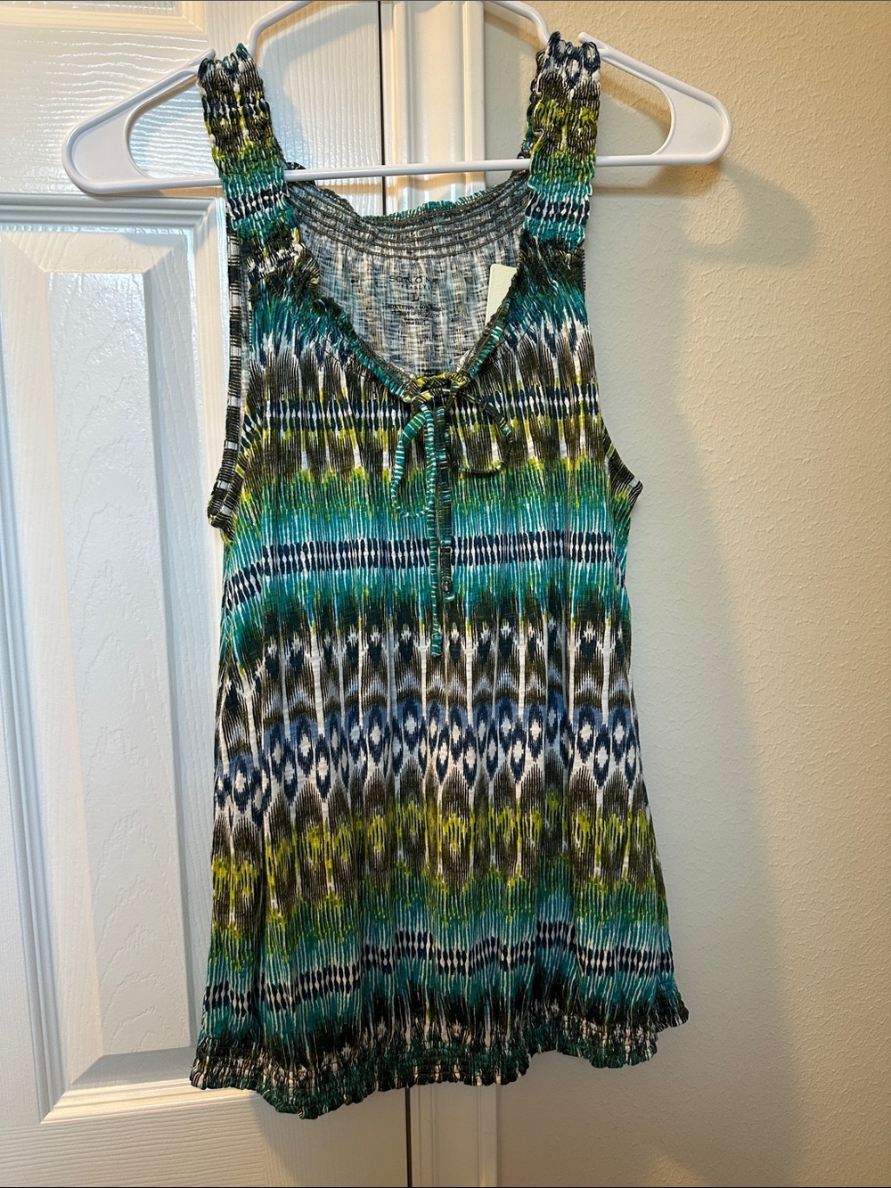Sonoma Teal Green Patterned Sleeveless Tank